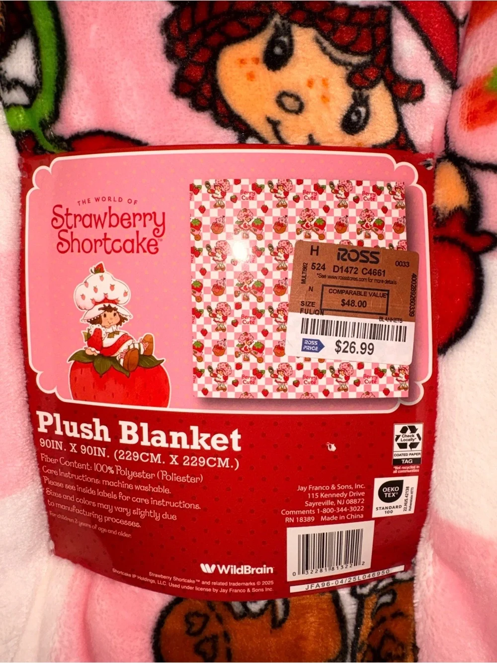 Strawberry shortcake Plush Blanket - Soft Checkered Strawberry Print
